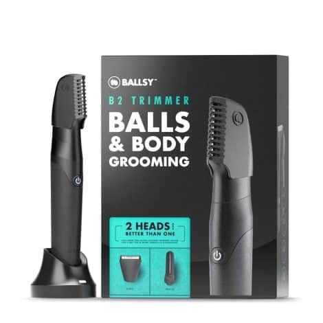 The Ballsy B2 Trimmer: Waterproof, cordless, includes 2 heads for the ultimate close shave.