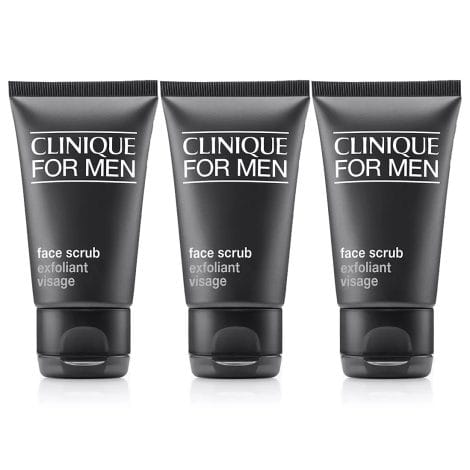 Travel-sized pack of 3 Clinique For Men Face Scrubs, each containing 1 oz / 30 ml, without packaging.