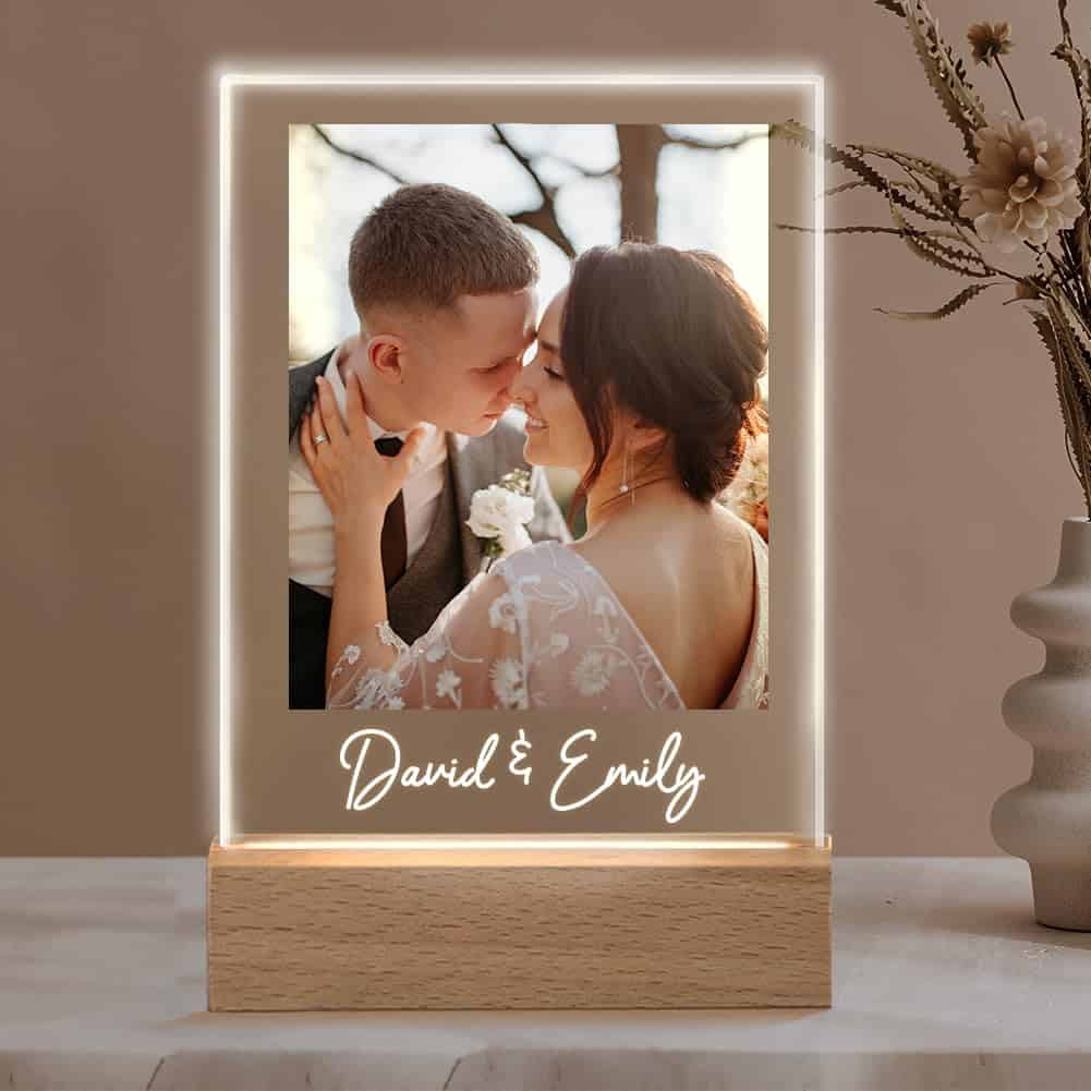 ShineSand Custom Spotify Plaque with Picture, Personalized Acrylic Song Music Plaque with Photo Customized Gifts for Boyfriend Girlfriend Couples (D-Photo&Name)