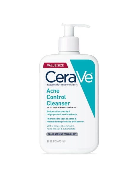 CeraVe Acne Cleanser with Organic Clay | Controls Blemishes, Unclogs Pores | Fragrance/Paraben Free | 16 oz.