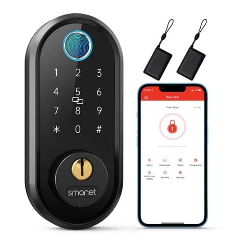 Smart Deadbolt Keyless Entry Fingerprint Door Lock – Digital Keypad with Biometric, Smartphone App, and Auto Lock.