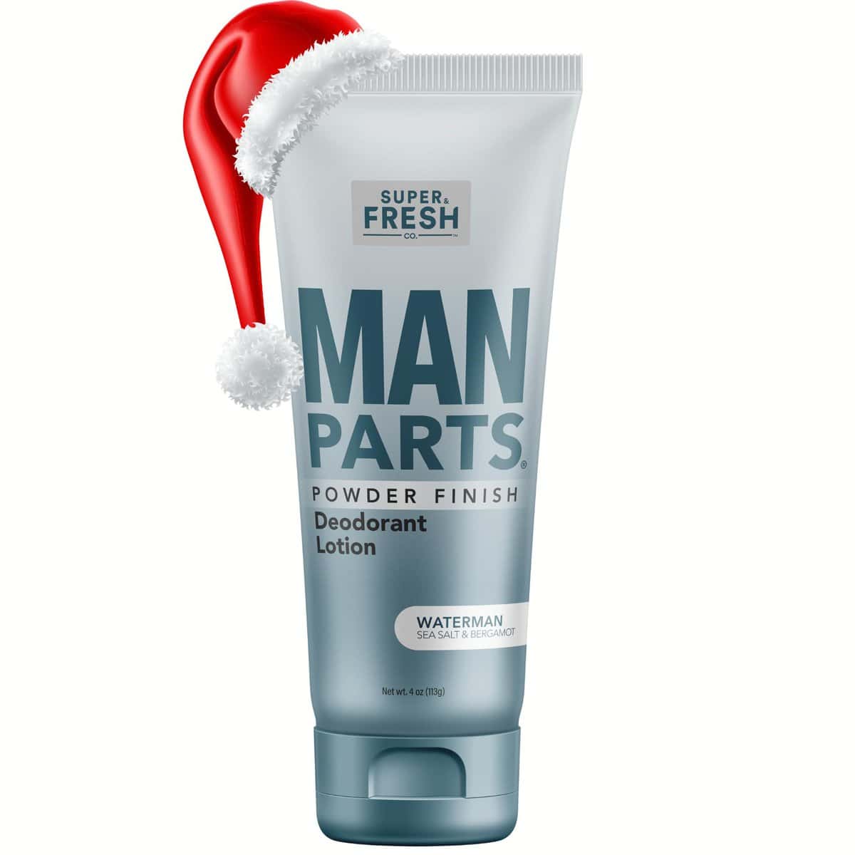 Man Parts Ball Deodorant for Men - POWDER LOTION - Mens Hygiene Cream for Groin, Butt, & Body - Fresh Control Odor, Anti Chafing, Stop Itch, Absorb Sweat - Aluminum Free - 4 oz Tube