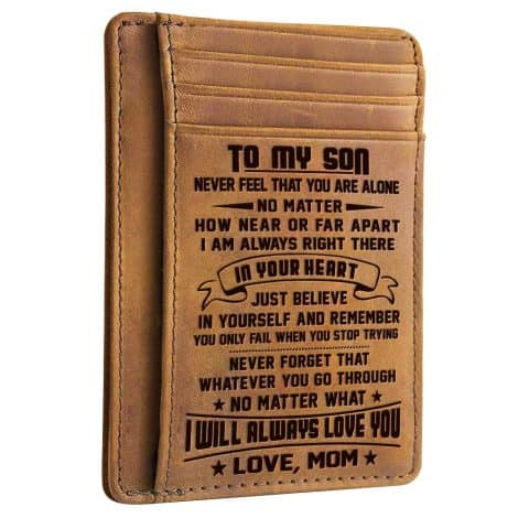 “Doptika Engraved Leather Wallet: A Perfect Gift for Your Son! Ideal for Christmas, Graduation, or Birthday!”