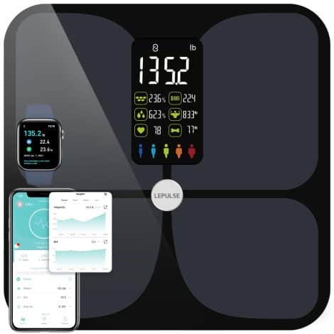 Smart Scale with Large Display, Accurate Body Fat Analysis and Bluetooth for Fitness App Integration