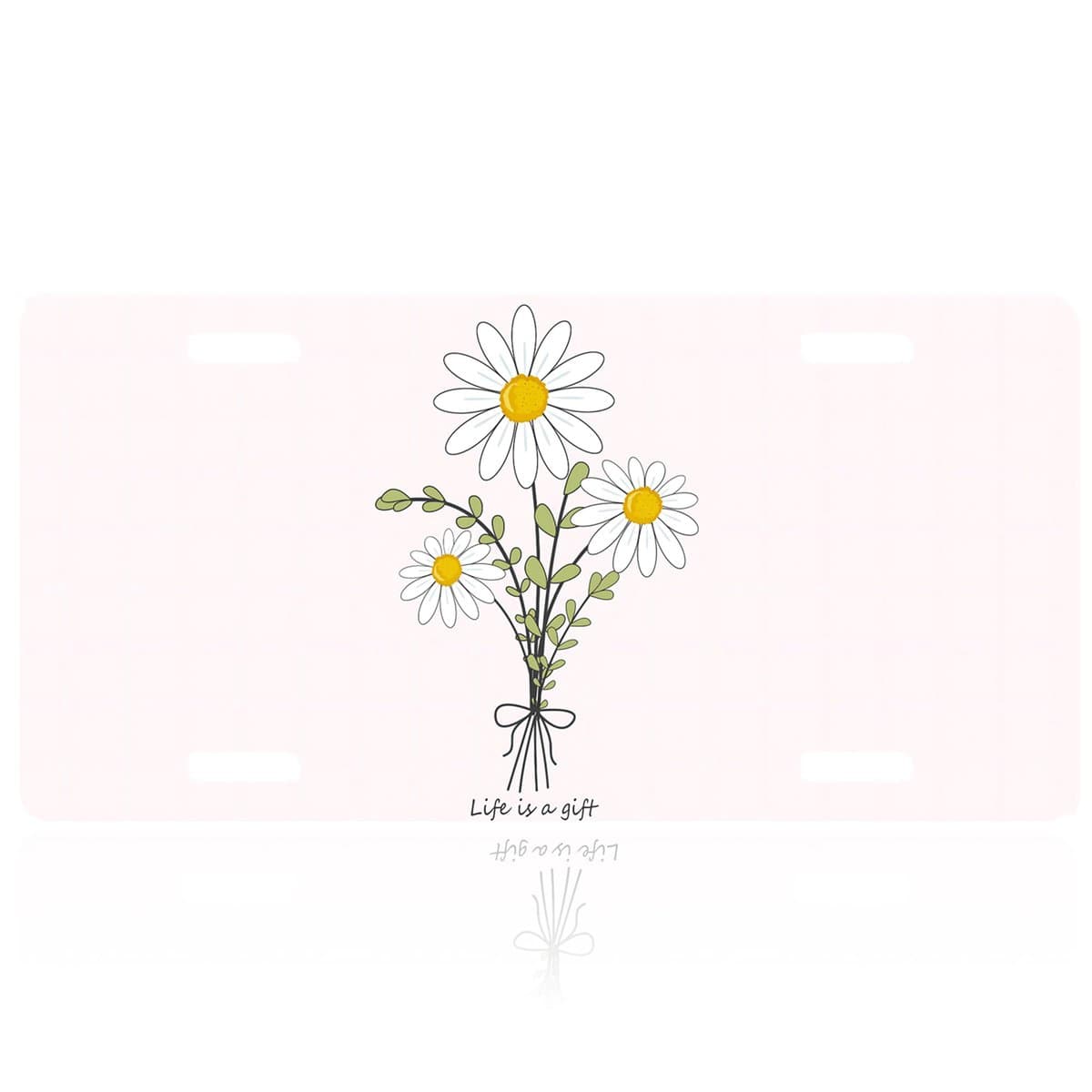 Life is a Gift License Plates,Daisy Bouquet Personalized Front Plates License Rust-Proof Stainless Steel Car License Plate Cover Vanity Car Tags for Men Women,12.2" X 6.2