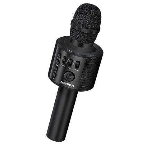 Wireless Bluetooth Karaoke Microphone by BONAOK, portable and versatile for phone karaoke at parties or birthdays.