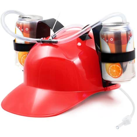 Party Fun Beverage Gadgets – Adjustable Cap Holder for Drinks – Red Straw Hat for Kids and Adults.