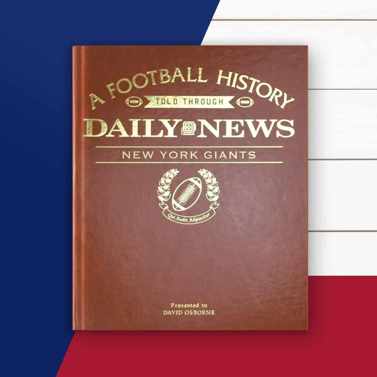 Signature gifts Personalized Football History Book - Sports Fan Gift - A Pro Football History Told Through Newspaper Archive Coverage - Add a Name Gold Foil Embossed for Free