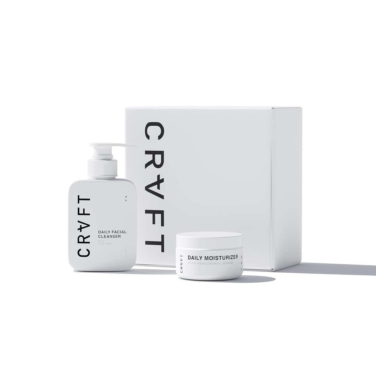 CRVFT 2-Step Men’s Facial Care Kit | Aloe Vera Face Wash 3oz | Hyaluronic Moisturizer 1oz | 2 Piece Complete Daily Face Care Routine | Look + Feel Your Best [Scented]