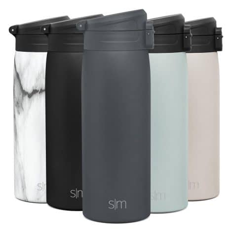 Modern, leakproof stainless steel travel coffee mug with snap flip lid. Perfect gift for anyone. 16oz, Graphite.