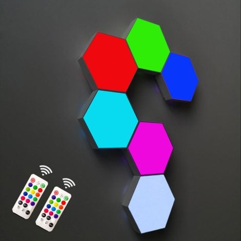 Touch Hex LED Lights – Hexagonal Wall Panels with Remote and USB Power Supply, Ideal Bedroom Decor Gift for All Ages (Includes 2 Remotes).