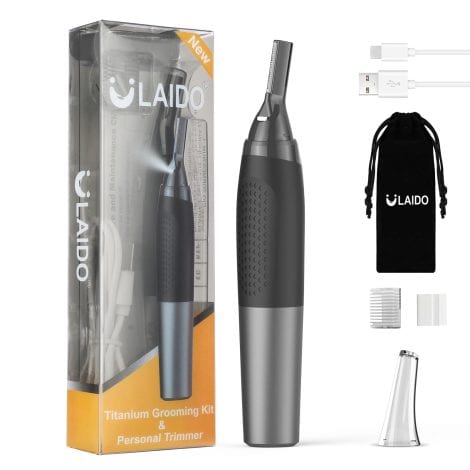 Professional Men’s Grooming Kit: Eyebrow, Ear, Nose, and Beard Trimmer with Multiple Sizes for Precision.