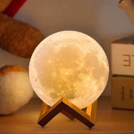 CPLA Moon Lamp: Upgraded 3D Printing Night Light with 128 Colors. Perfect Bedroom Decor for Kids and Adults. Includes Remote Control.