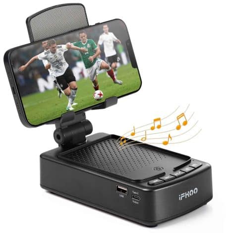 iFkoo Bluetooth Speaker Phone Stand – Perfect Birthday Gift for Him, Dad, Men, Women, iPhone/Android/Tablet users.