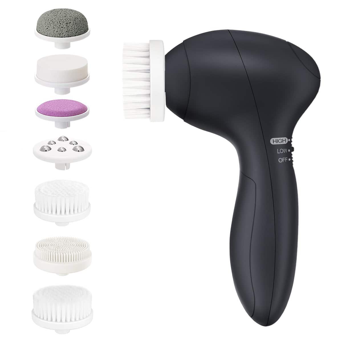 Facial Cleansing Brush Face Scrubber: COSLUS 7in1 JBK-D Electric Exfoliating Spin Cleanser Device Waterproof Deep Cleaning Exfoliation Rotating Spa Machine - Electronic Skin Care Wash Spinning System