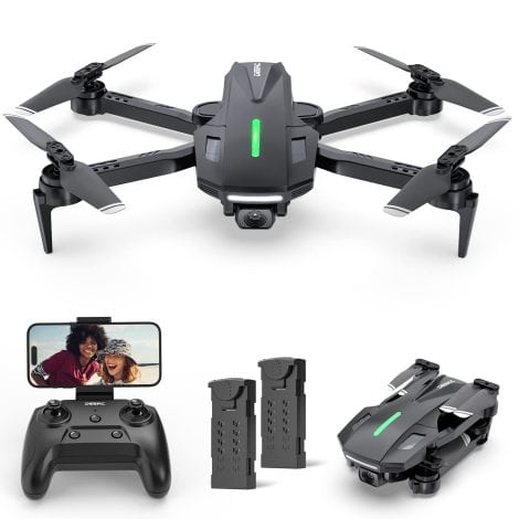 DEERC D70 Camera Drone: Capture crisp videos, easy to fly, comes with 2 batteries, perfect for beginners.