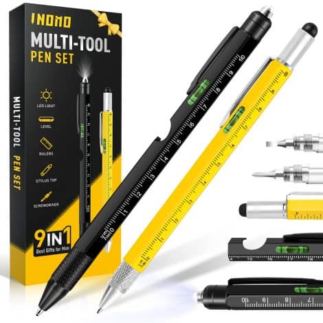 INOMO 9-in-1 Multitool Pen: The Perfect Christmas or Birthday Gifts for Men Who Have Everything!