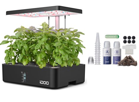 iDOO Hydroponics Kit, 12Pod Indoor Garden, LED Grow Light, Perfect Christmas Gift for Plant Lovers!