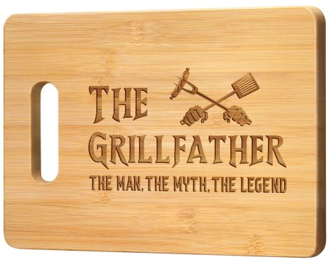 Pandasch Bamboo Cutting Board – Engraved, Unique Gift for Dad: The Grillfather, The Man, The Myth, The Legend.