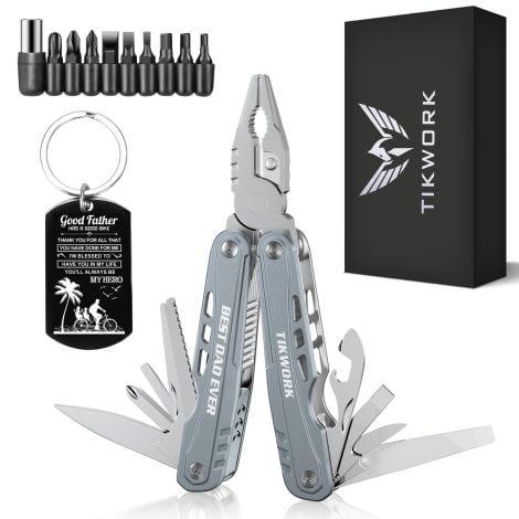 TIKWORK “BEST DAD EVER” Gifts Set: 24-in-1 Multi tool for Climbing, Camping, Cycling, Hunting  Perfect for Fathers Day, Christmas, Birthdays.