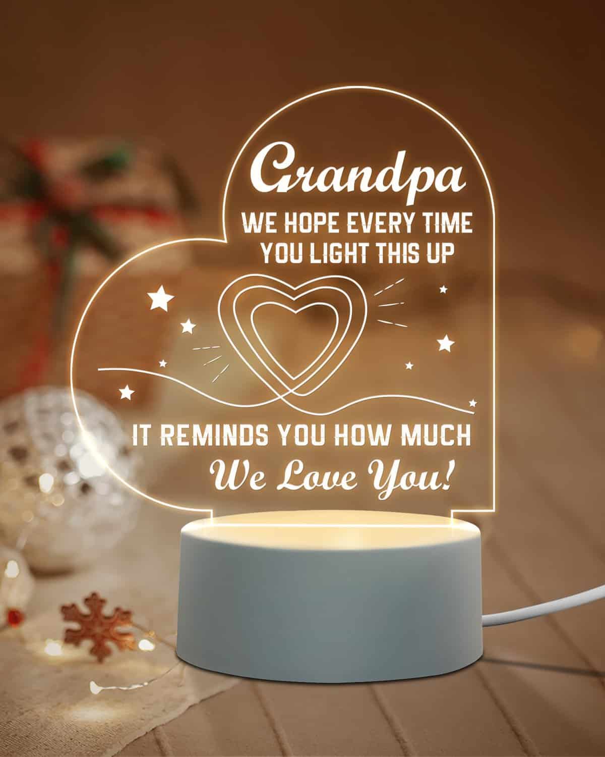 Afterprints Christmas Gifts for Grandpa, Grandpa Birthday Gifts Engraved Night Light, Best Grandpa Gifts from Granddaughter Grandchildren Grandson