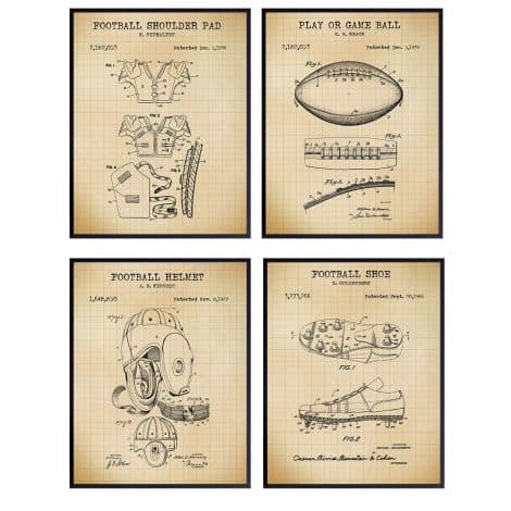 Vintage Football Art Prints – Rustic Wall Decor for Boys, Teens, or Sports Enthusiasts – Great Gift!