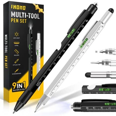 INOMO Ultimate St. Nick Surprise: 9-in-1 Multitool Pen – Perfect for Every Guy’s Wish List!