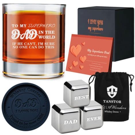 Gifts for Dad: Tanstor Whiskey Set – Perfect for Fathers Day, Birthdays, Christmas, Anniversaries, and Stocking Stuffers.