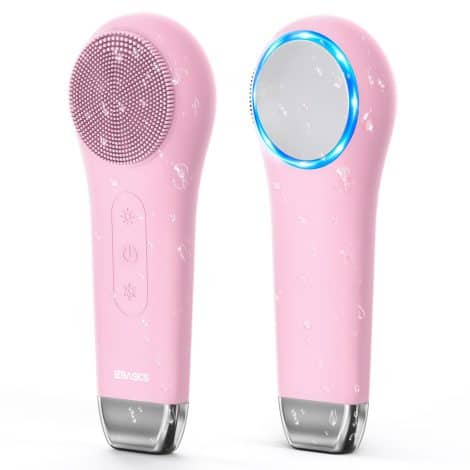 EZBASICS Face Scrubber: Waterproof, Rechargeable Electric Silicone Brush for Facial Cleansing – Men & Women (Pink)