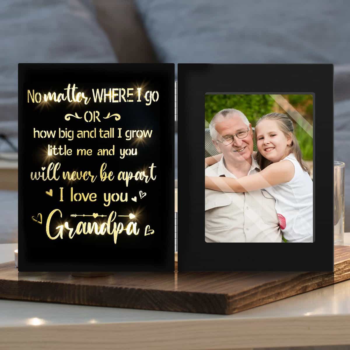 ARIDUR Christmas Grandpa Gifts, Gifts for Grandpa on Christmas, Unique Birthday Gifts for Grandpa, Black Glowing 4x6 Picture Frame for Wall and Tabletop