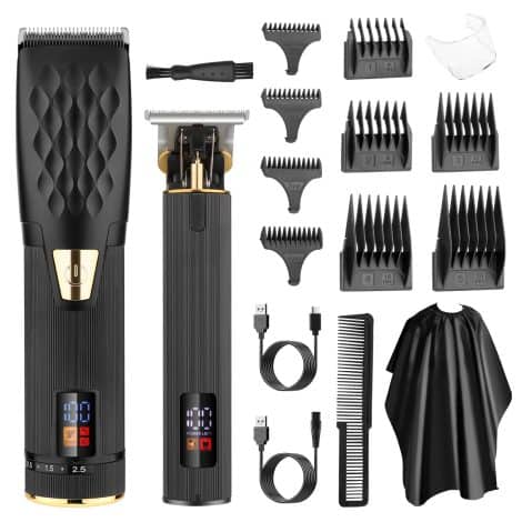 Lanumi Hair Clippers Trimmer Set, Cordless Beard Trimmer Kit for Men, Rechargeable and Gift-ready (Black).