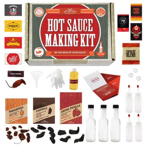 Hot Sauce DIY Gift Kit: Create the Hottest Hot Sauce with 3 Recipes, Bottles & More! Perfect for Birthdays, Dads & Guys! All-Natural, Made in the US, No Alcohol.