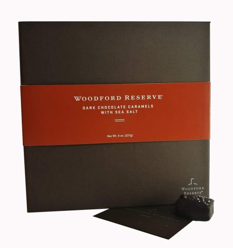 Woodford Reserve Bourbon Dark Chocolate Caramels with Sea Salt Gift Box, 16 Candies per box, ideal for holiday gifts.