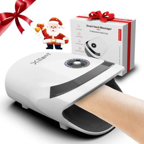 White Xllent Hand Massager: Wireless Electric Massager with Compression & Heating – Perfect Valentine’s Day Gift for Her, Him, Mom, Boyfriend, or Teen Girl.