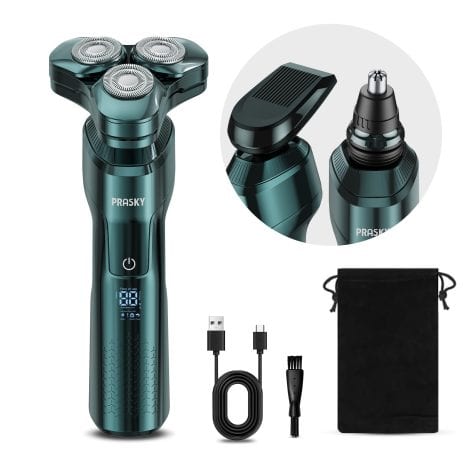 Men’s Electric Razor, All-in-One Shaver with LED Display, Cordless, Blade Options, Portable Wet/Dry Trimmer, Gift-worthy