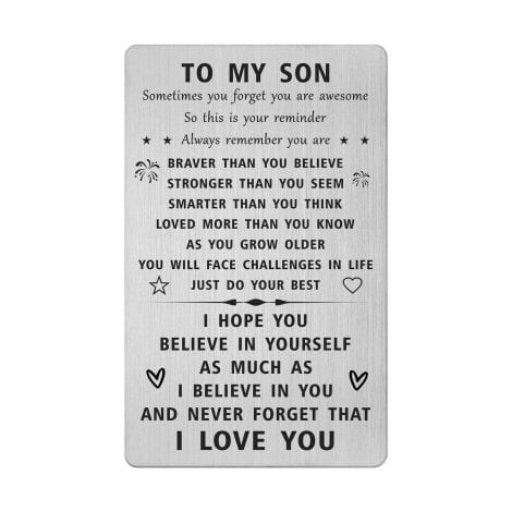 “Sousyokyo Son Wallet Card: Meaningful personalized gift, perfect for birthdays, graduations, Christmas, and Father’s Day.”