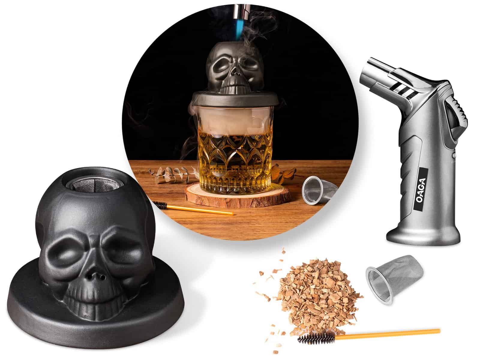 OAGA Cocktail Smoker Kit with Torch, Whiskey Smoker Kit, Bourbon/Drink/Old Fashioned Smoker Infuser Kit, 4Flavor of Wood Chips, Ideal Gifts for Men, Fathers, Boyfriends as Father's Day, Christmas, Birthday