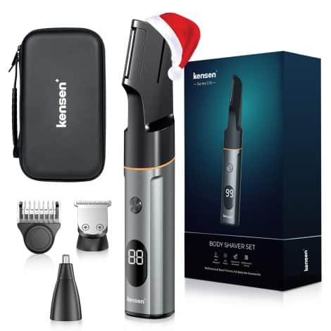 3-in-1 Body Hair Trimmer for Men with Waterproof Razor, designed for Manscaping and Male Hygiene.