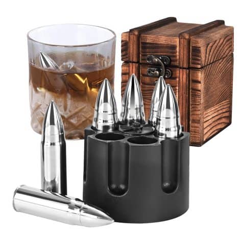 EooCoo Whiskey Stones – Unique metal ice cubes that chill drinks without dilution. Perfect gift for guys!