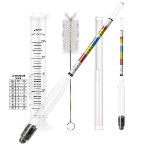 Combo Set of 2 Alcohol Hydrometers and Test Jar for Home Brewing, Wine, Beer, Mead, Cider & Kombucha. Includes 250ml Plastic Cylinder, Cleaning Brush and Storage Bag. Measure ABV, Brix and Gravity.