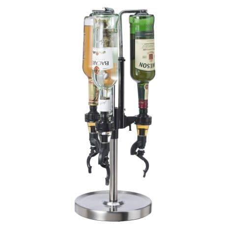 OGGI Pro 3-Bottle Rotating Liquor Dispenser, Stainless Steel – For Easy and Classy Cocktails!