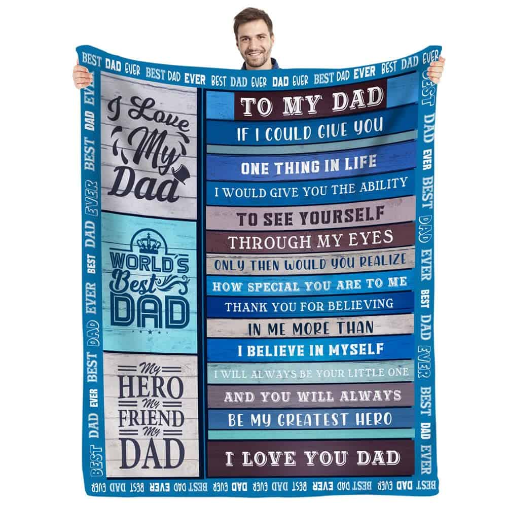 Fefede Gifts for Dad from Son Dad Birthday Gifts from Daughter World's Best Dad Blanket for My Dad with Many Great Words Thanksgiving Father's Day Christmas Bday Presents for Dad Throw Blanket 50"x60"