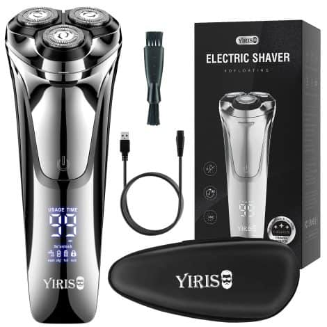 YIRISO Electric Razor: Rechargeable, Waterproof Wet & Dry Shaver for Men with Trimmer & LCD Display. Perfect Gift!