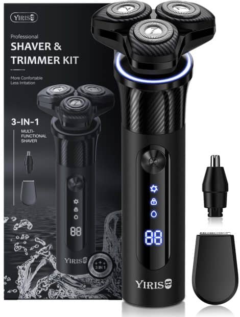 Waterproof 3D Electric Shaver for Men – Cordless, Portable, Rechargeable, with LED Display. Perfect Travel Gift.