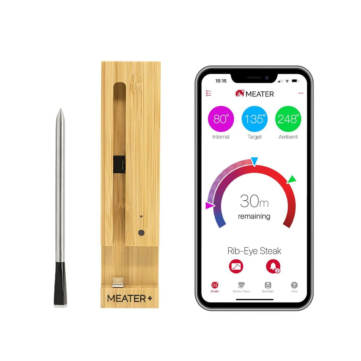 MEATER Plus: Long Range Wireless Smart Meat Thermometer with Bluetooth Booster | for BBQ, Oven, Grill, Kitchen, Smoker, Rotisserie | iOS & Android App