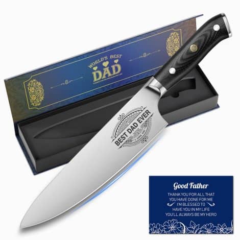 TIKWORK “BEST DAD EVER” Chef Knife – Perfect Dad Gifts for Fathers Day, Birthdays, and Christmas.