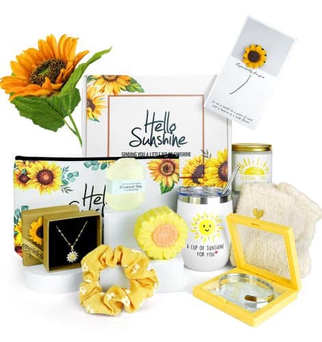 Unique Sunflower Gifts for Her: Birthday, Get Well, Thank You, Thinking of You Care Package. Ideal for Mom, Grandma, Sister, Best Friend.