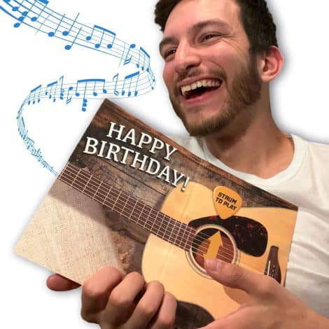 “Interactive Guitar Birthday Card – Play ‘Happy Birthday’ by strumming! Ideal music gift for men, including sons.”