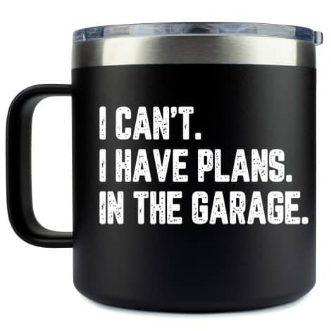 KLUBI 14oz Coffee Tumbler – “Garage Dad” Funny Christmas Gift for your awesome Dad!