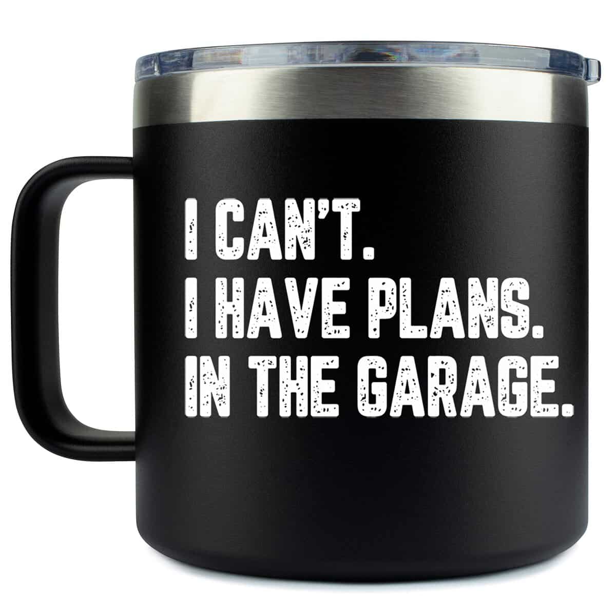 KLUBI Birthday Gifts for Dad Men- Coffee Tumbler Mug 14oz - "Garage Dad" Funny, Cool Christmas Gift Idea from Daughter, Son, Husband, Guys, Papa Who Wants Nothing, Grandpa, Mechanic, Uncle, Father in Law